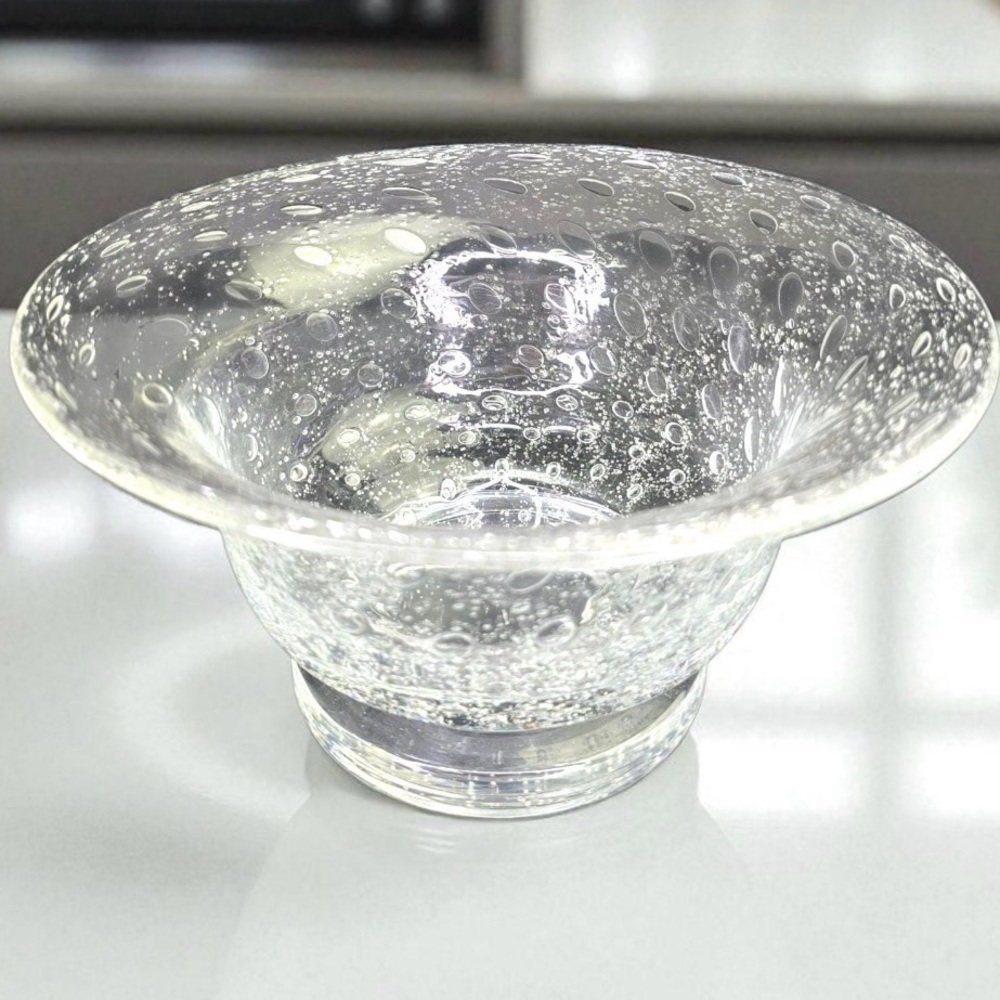 Clear Bubble Glass Bowl Bullicante Aesthetic Centerpiece Art Glass Vintage Decor